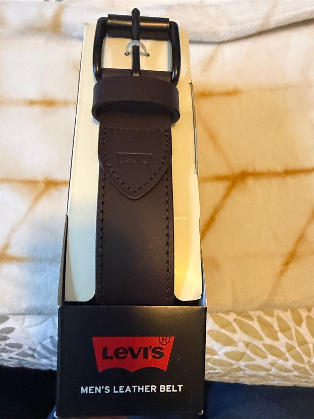 Levi's Brown Leather Belt with Matte Black Buckle